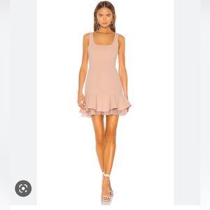 Never worn BCBG Max blush pink flounce hem mini dress with little tulle flare